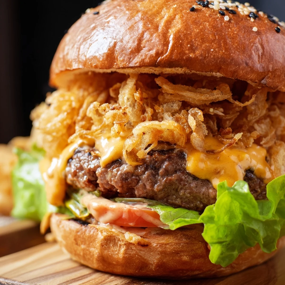 Served with fresh lettuce, tomato, and tangy sauce on a plate, ready to enjoy.