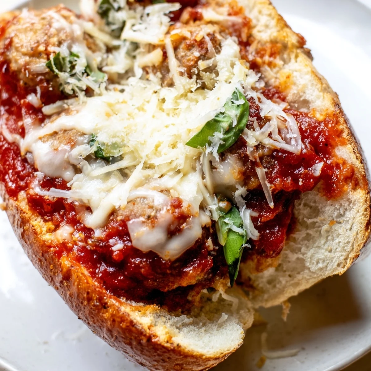 Oven-baked turkey meatballs and melted mozzarella fill toasted rolls in this Turkey Meatball Subs recipe.