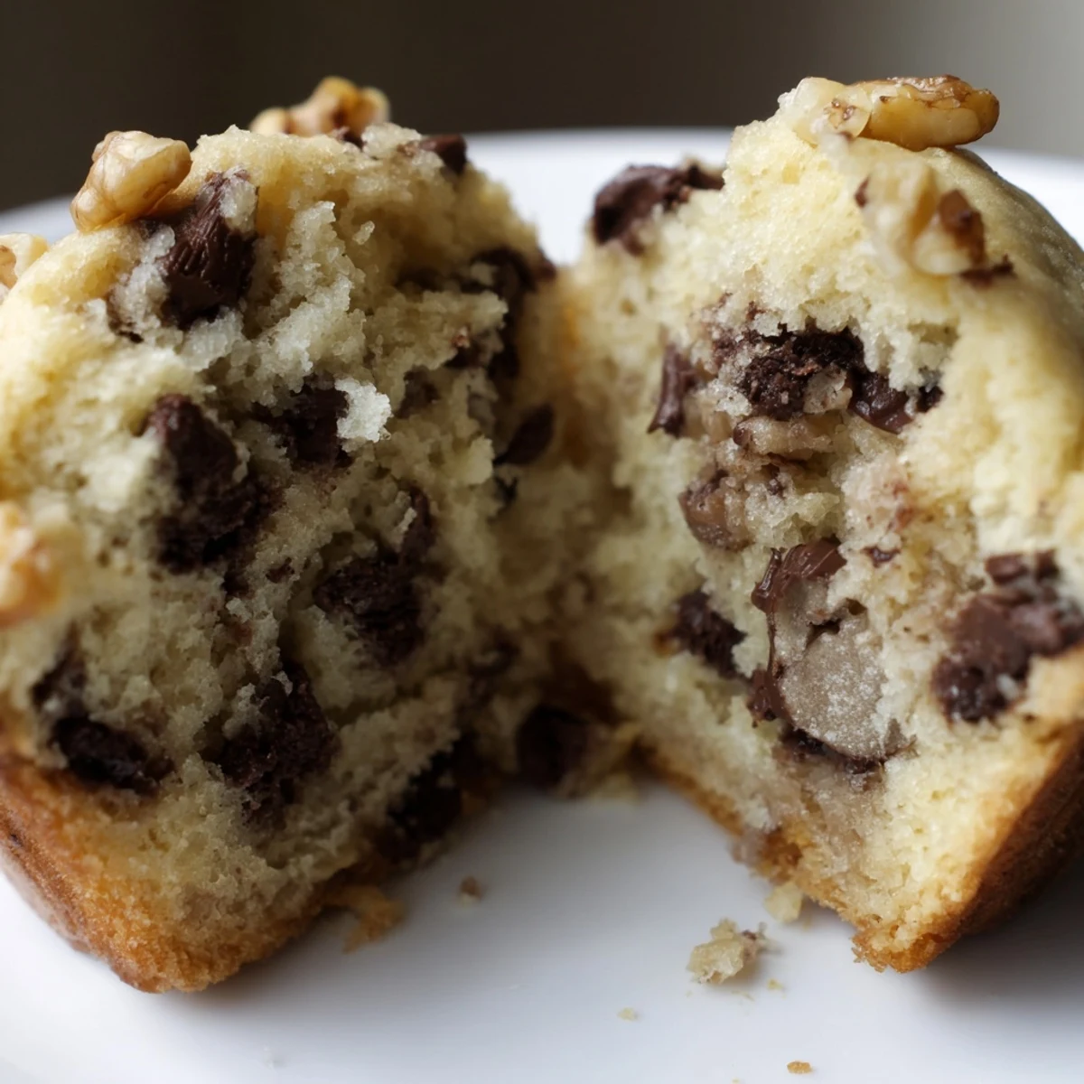Golden brown Chocolate Chip Muffins on a wire cooling rack, perfect for a sweet breakfast treat.