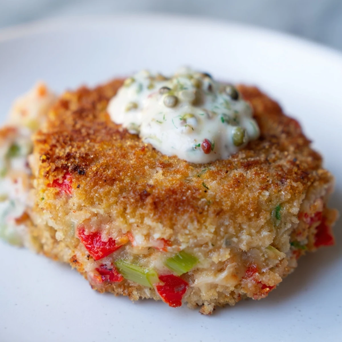 Golden-brown Mardi Gras Crab Cakes sizzling in a skillet with crispy panko edges.