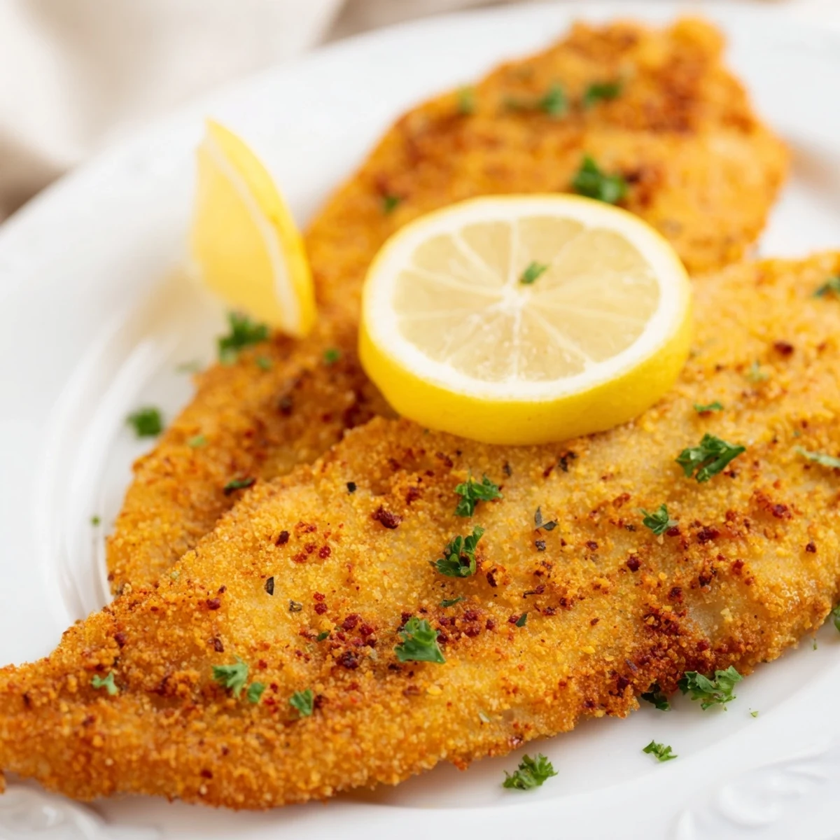 Southern-style Louisiana Fried Catfish, extra crispy from double-dipping, hot from the skillet with steam rising.