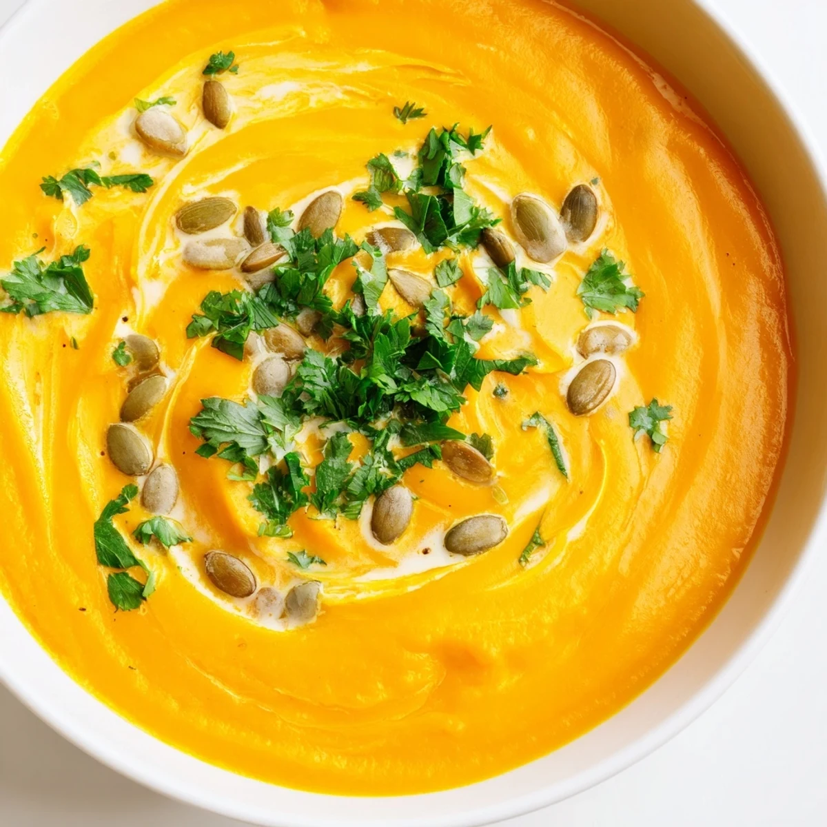 Close-up of silky Carrot and Ginger Soup with Coconut Milk in a rustic bowl, steam rising and lime wedge nearby.
