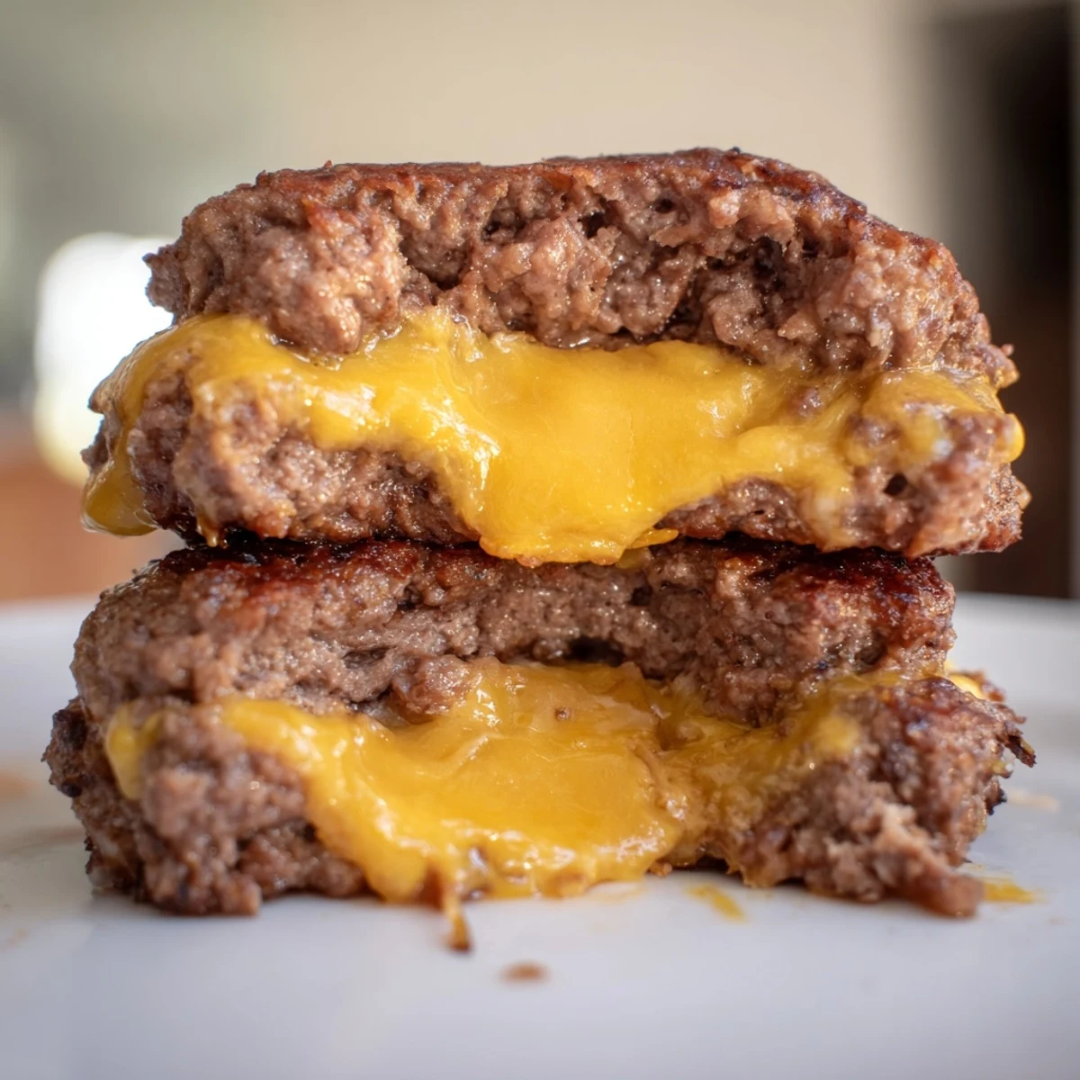 Delicious Flying Dutchman Burger with melted American cheese and pickles, presented on a rustic plate for a low-carb meal.