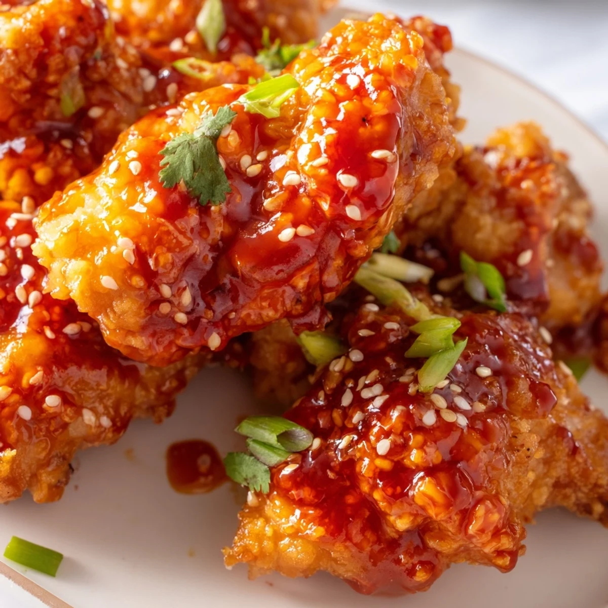 Golden pieces of Sweet and Spicy Thai Chicken glazed in a sticky sauce, served over fluffy white rice with fresh lime wedges.