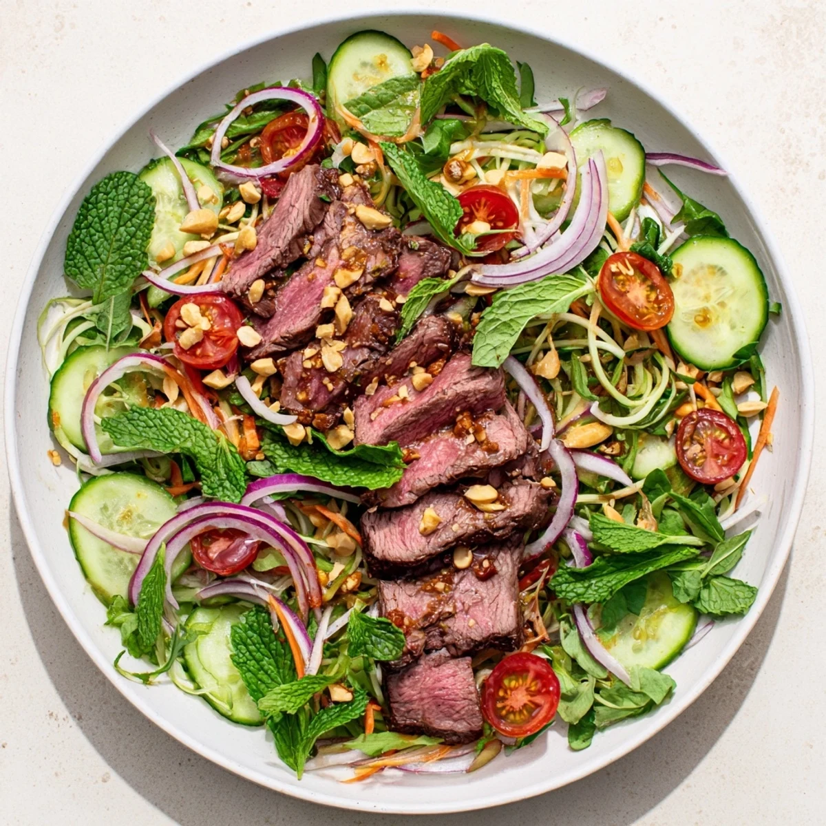 Tender marinated beef slices rest atop a bed of crisp watercress in this Vietnamese Beef and Watercress Salad.