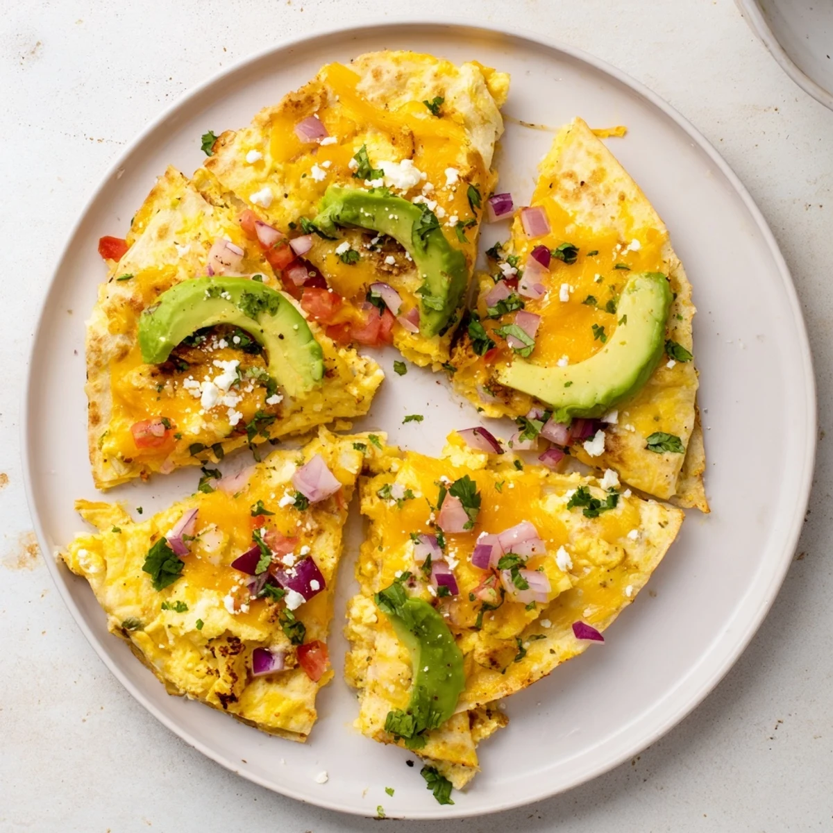 Crumbly feta and sharp cheddar melt into a spicy avocado egg filling inside this golden brown, Mexican-inspired quesadilla perfect for a quick lunch.
