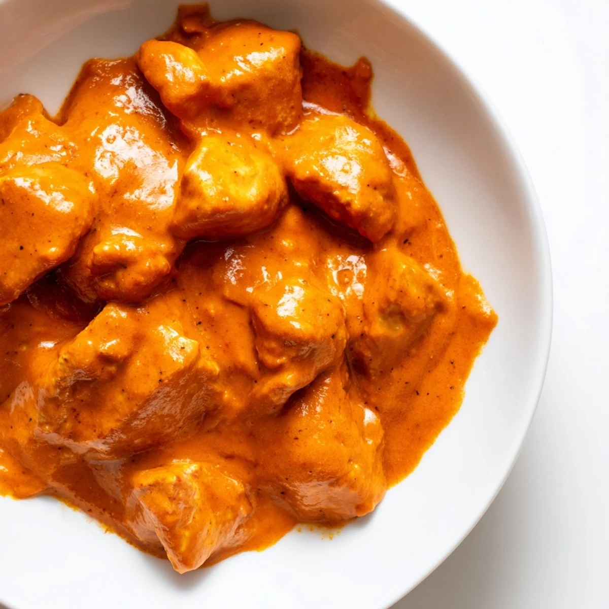 Creamy 5 Ingredient Keto Butter Chicken served over cauliflower rice with fresh cilantro garnish.