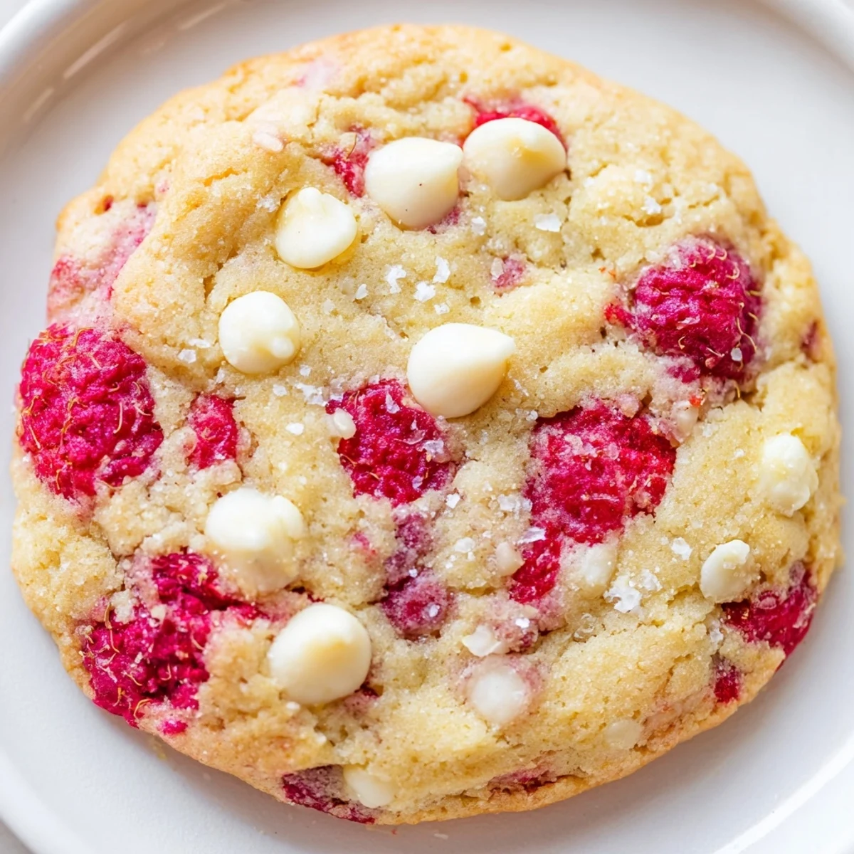 Lemon Raspberry Cookies arranged on a cooling rack with fresh raspberries and lemon slices for a bright summer dessert display.