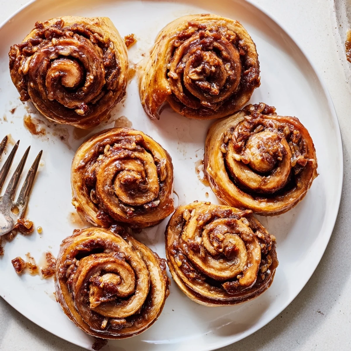 Freshly baked Vietnamese cinnamon date sticky buns dripping with warm sticky honey glaze