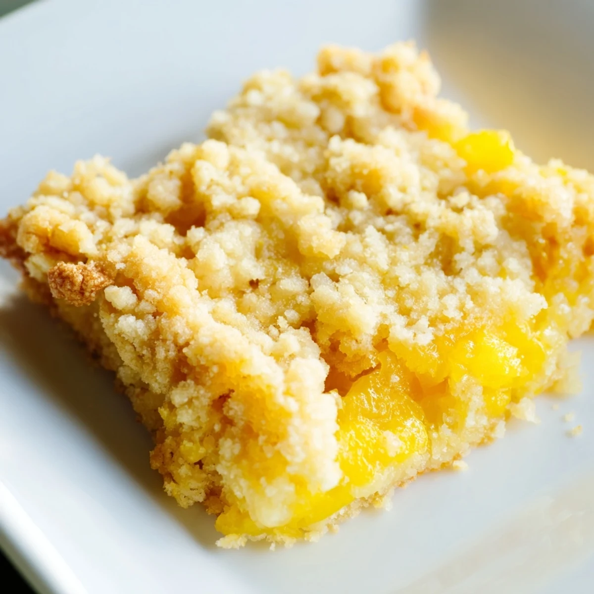 Golden citrus lemon dump cake with bubbling lemon pie filling and mandarin orange segments