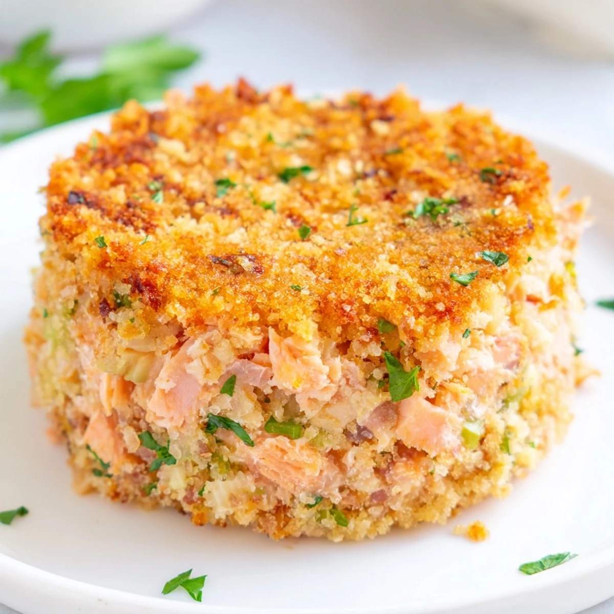 Homemade easy salmon cakes with canned salmon patties arranged on rustic wooden board with tartar sauce