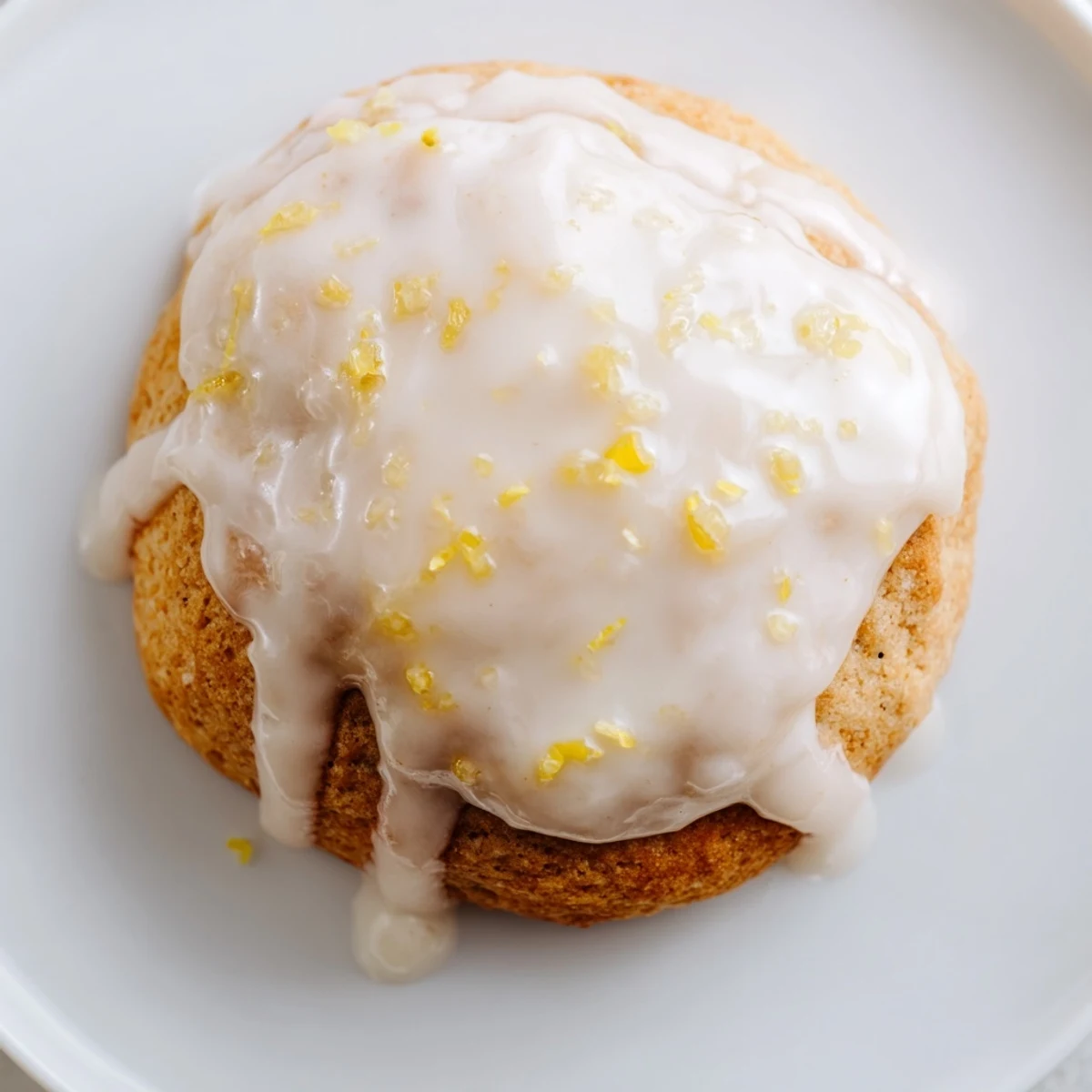 Homemade lemon frosted cookies with bright citrus glaze stacked neatly on a rustic wooden board