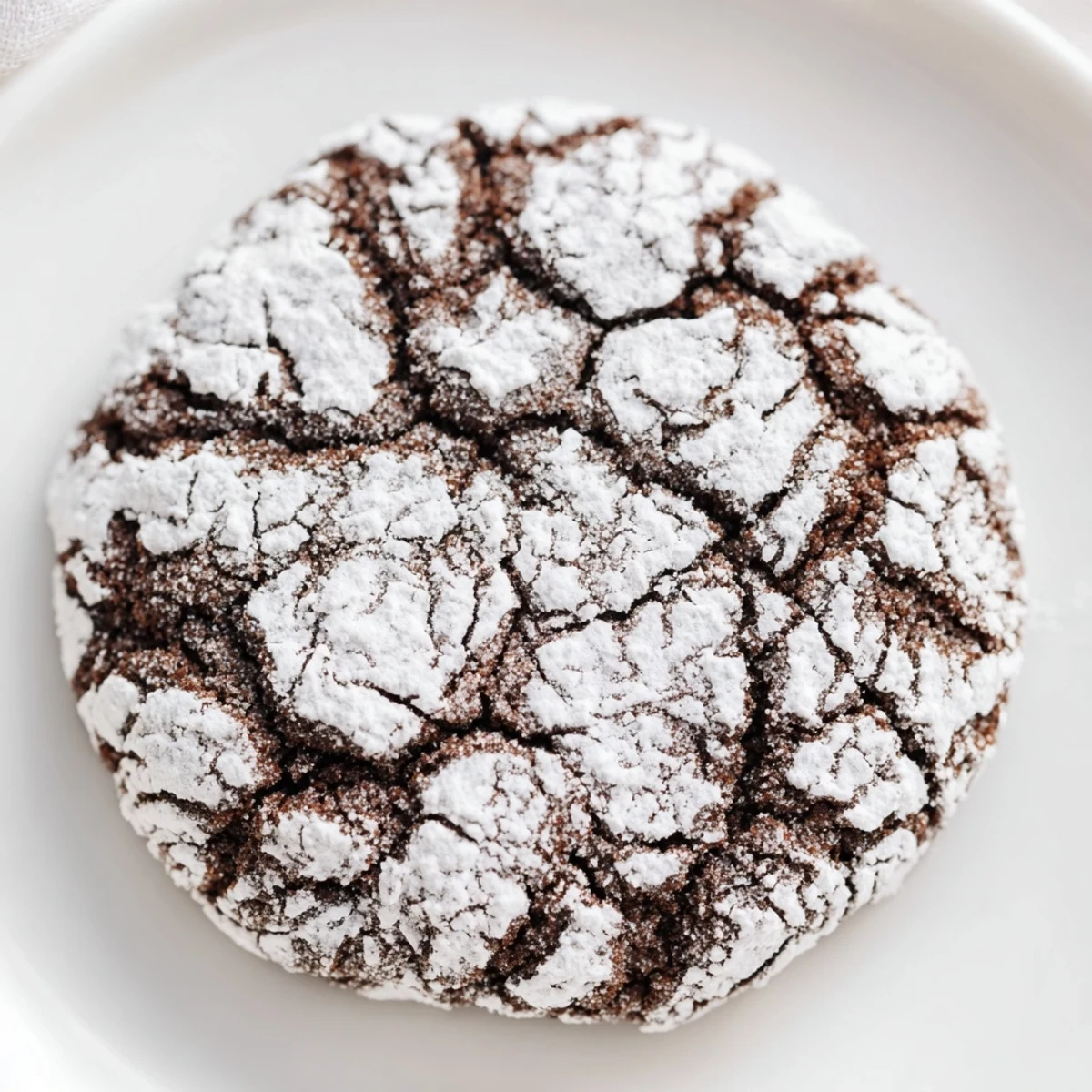 Soft gingerbread crinkle cookies with powdered sugar coating on festive holiday baking sheet