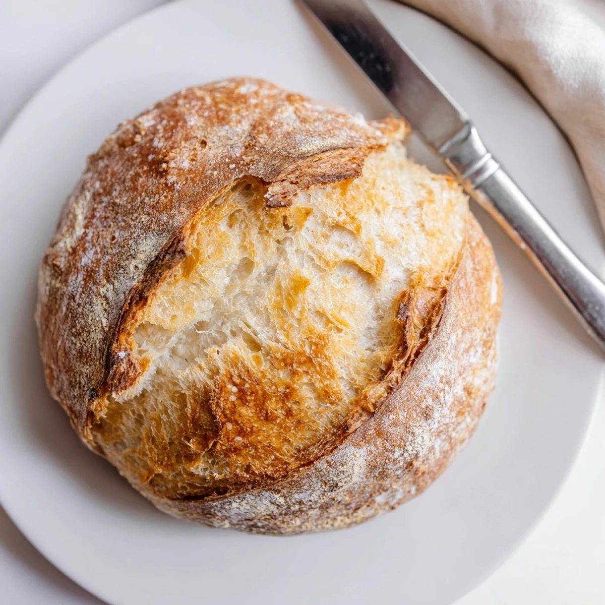 Golden homemade crusty French bread rolls baked to golden perfection with flour-dusted tops