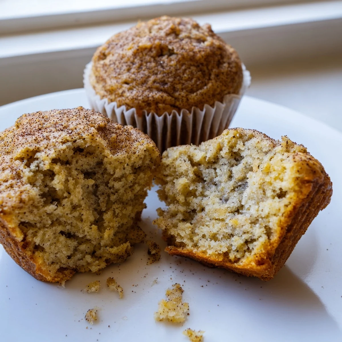 Moist banana muffins arranged on a wire cooling rack with crumbly tops