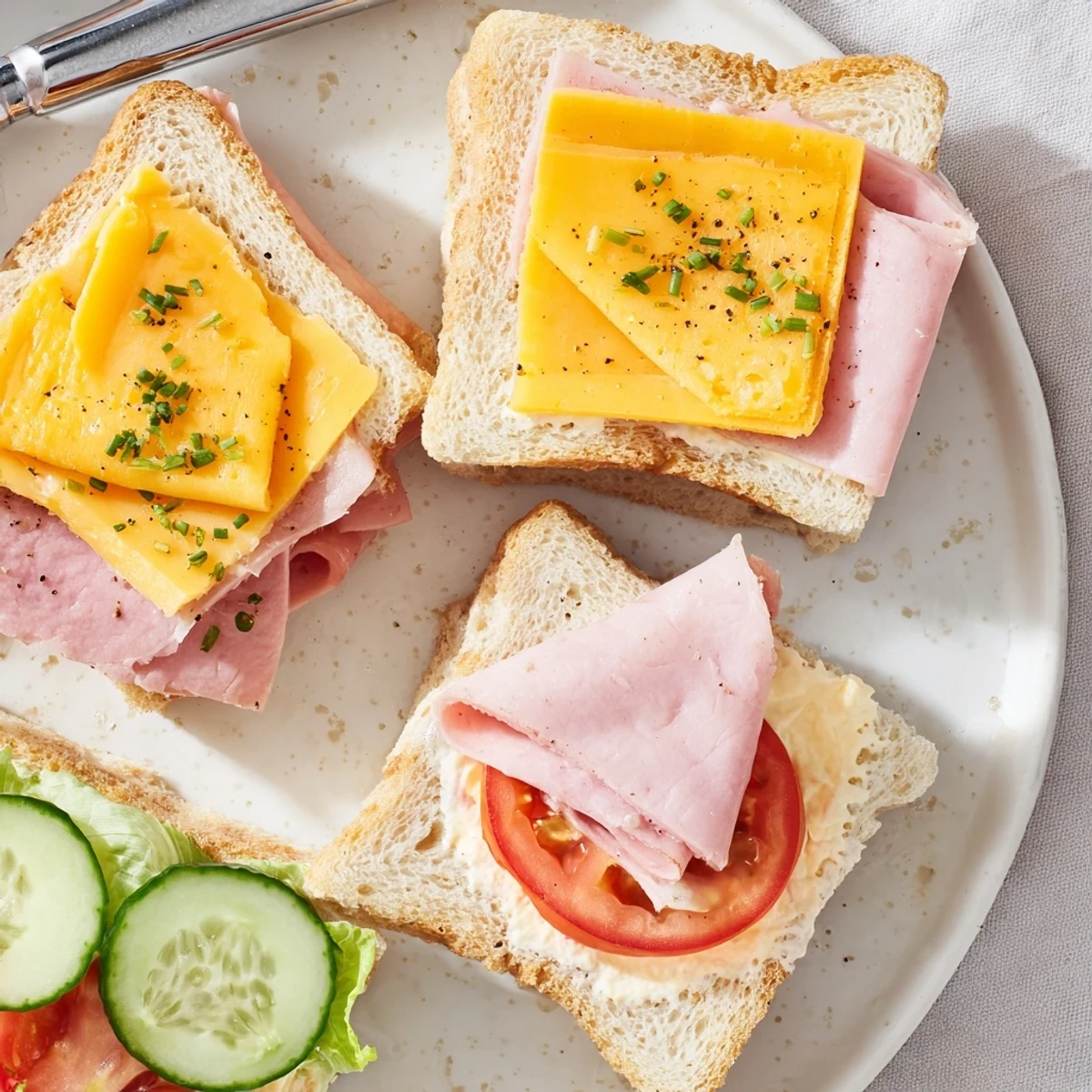 Stack of Mini Sandwiches with creamy cheese, crisp lettuce, picnic-ready presentation.