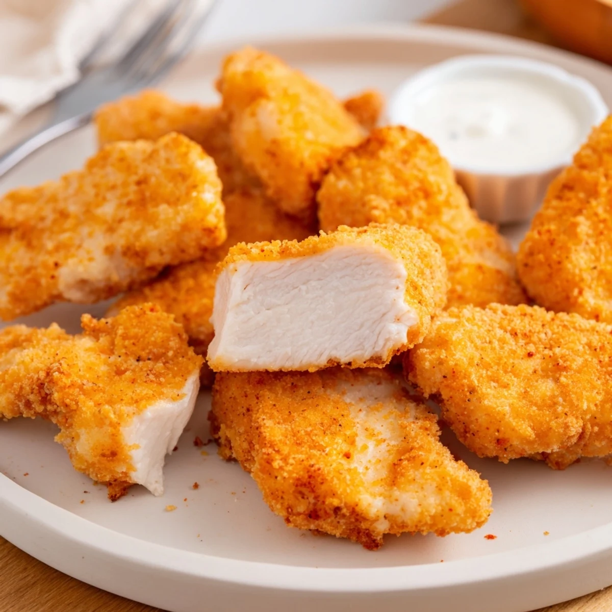 Buttermilk tender Chicken Bites, juicy and golden, served with honey mustard