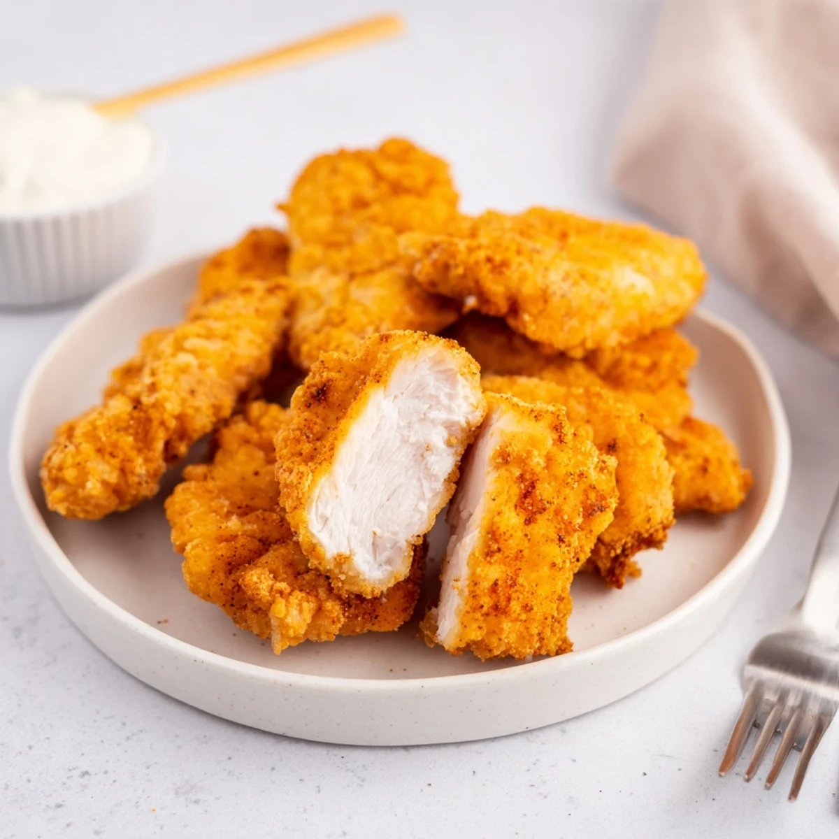 Crunchy, seasoned Chicken Bites resting on paper towels, perfect party appetizer