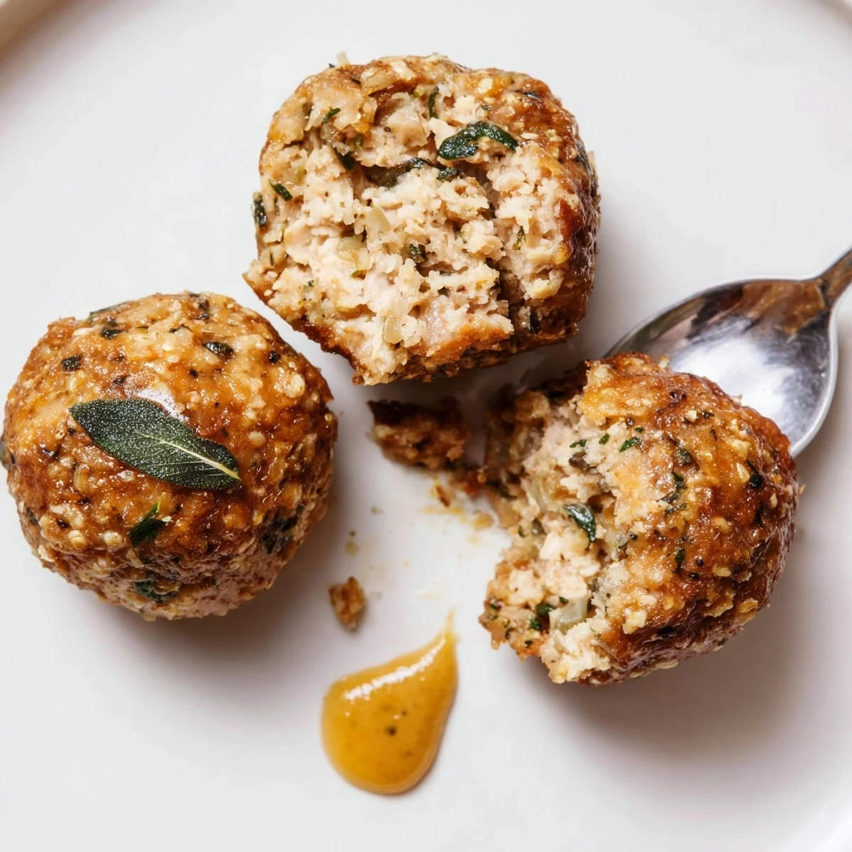 Sage Onion Chicken Balls golden-baked, herb-scented with caramelized onion