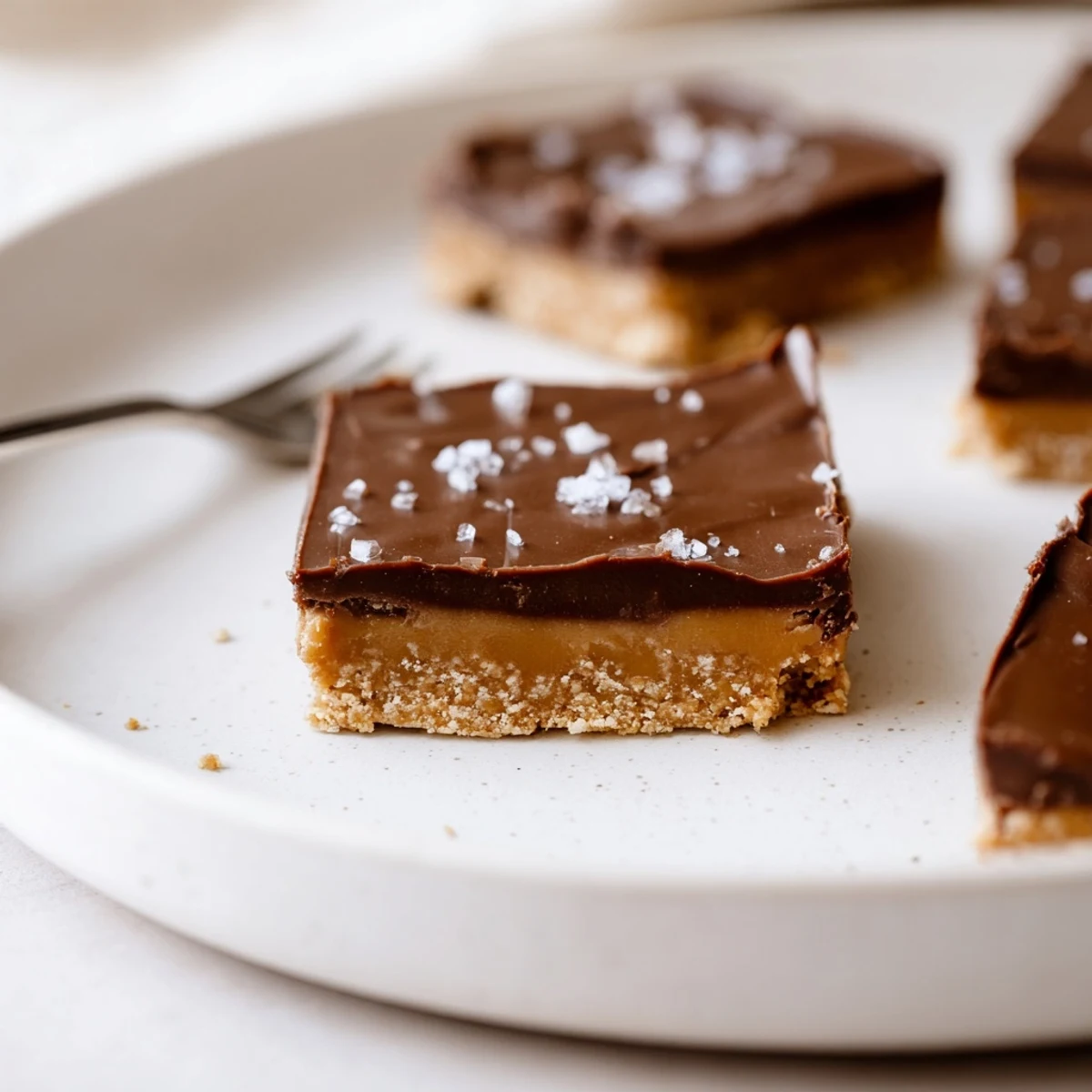 No Bake Peanut Butter Bars chilled on parchment, glossy chocolate topping, nutty aroma.