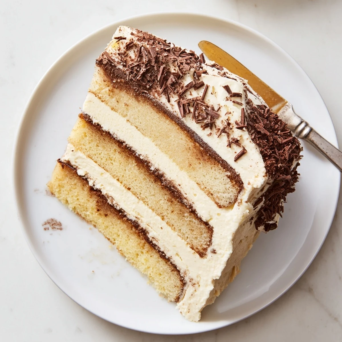 Luscious Italian dessert featuring fluffy sponge cake layers soaked in espresso and topped with mascarpone