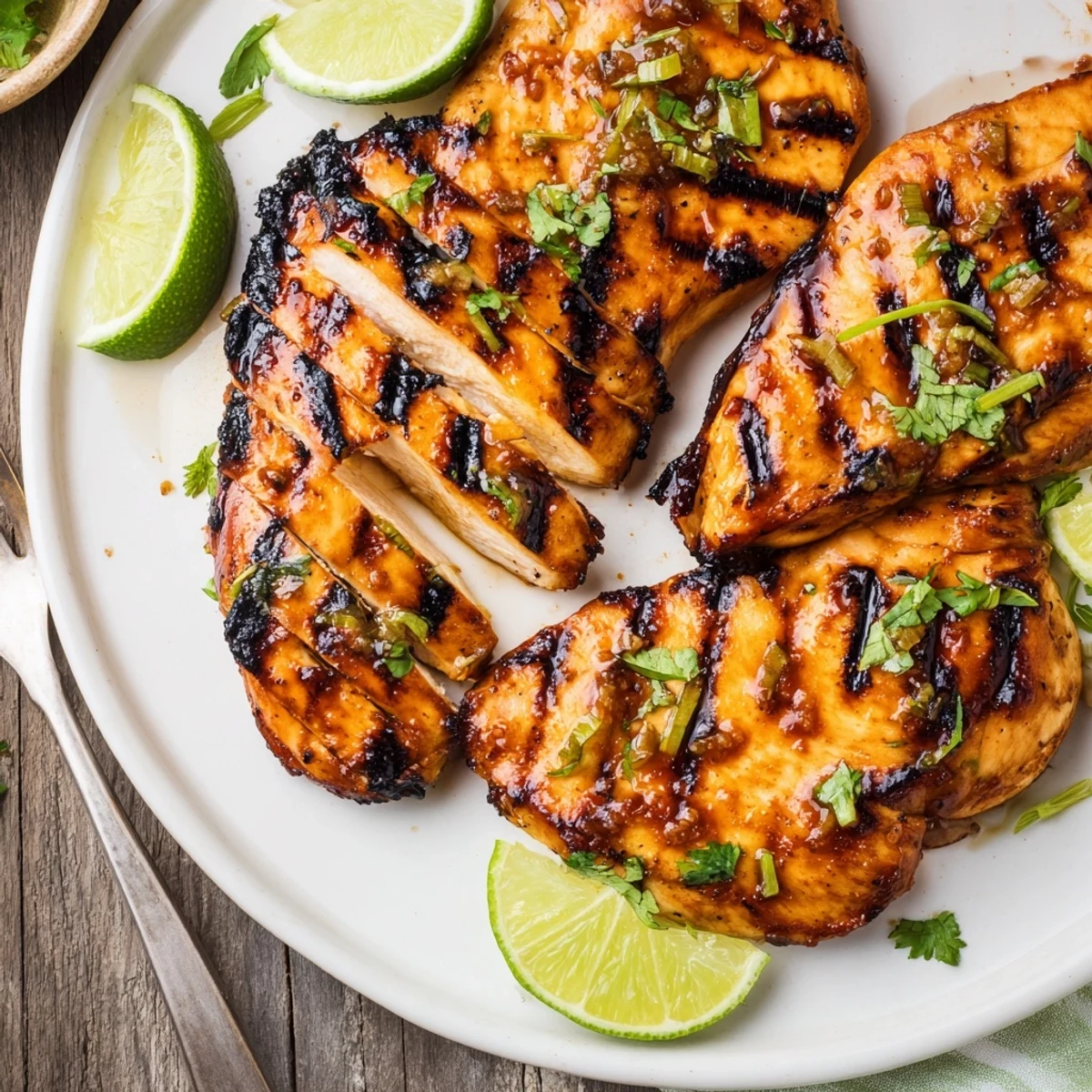 Smoky Key West Grilled Chicken With Tropical Citrus Marinade paired with mango salsa