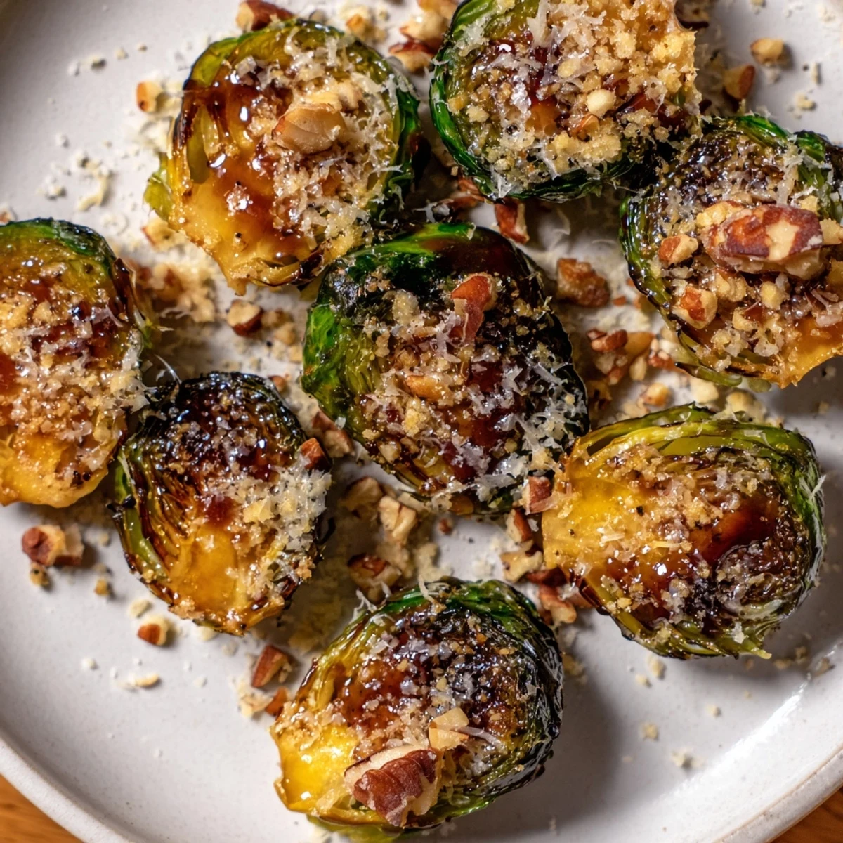 Golden brown Honey Balsamic Brussels Sprouts roasted to perfection with sweet and tangy glaze.