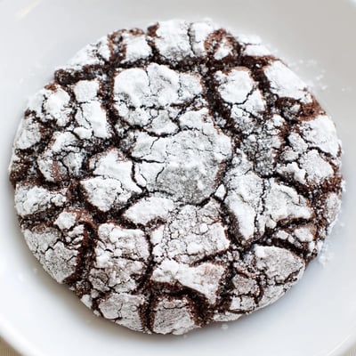 Chewy spiced gingerbread crinkle cookies featuring classic cracked surface and white dusted topping